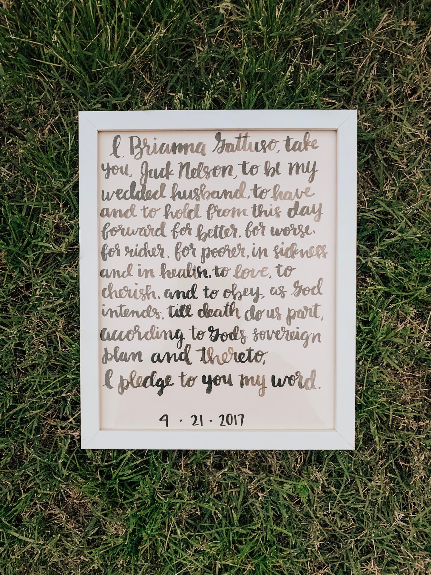 Hand-Lettered Watercolor Vows